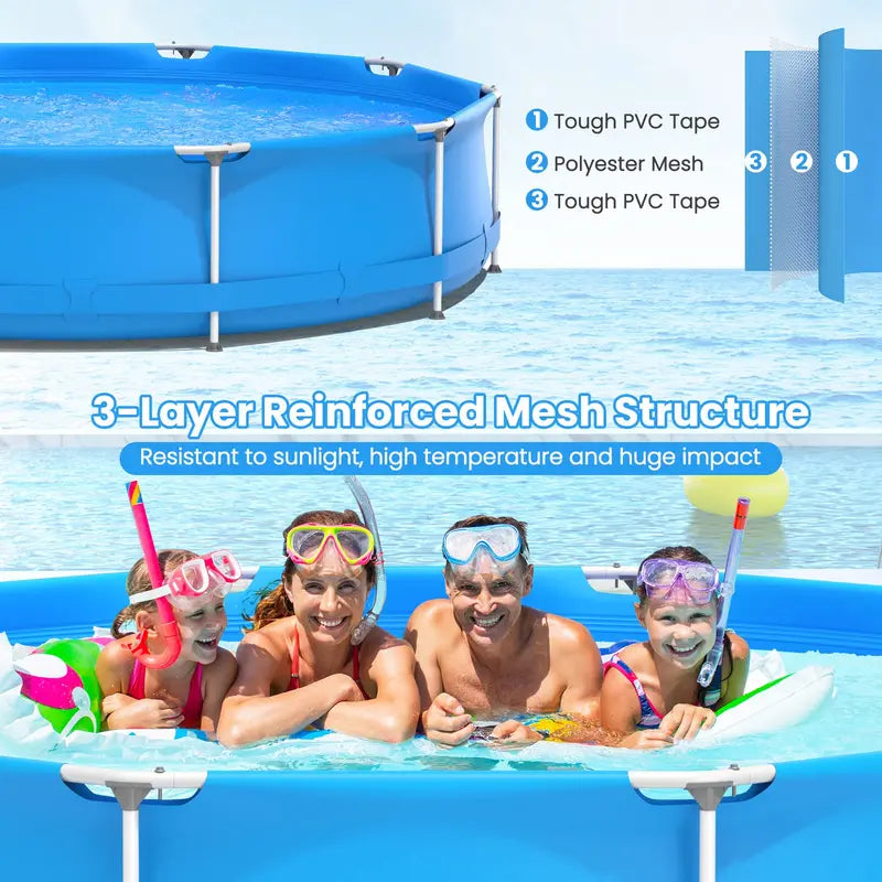 12-Foot Round Steel Frame Swimming Pool ¨C Above-Ground Backyard Pool (30¡å Depth)