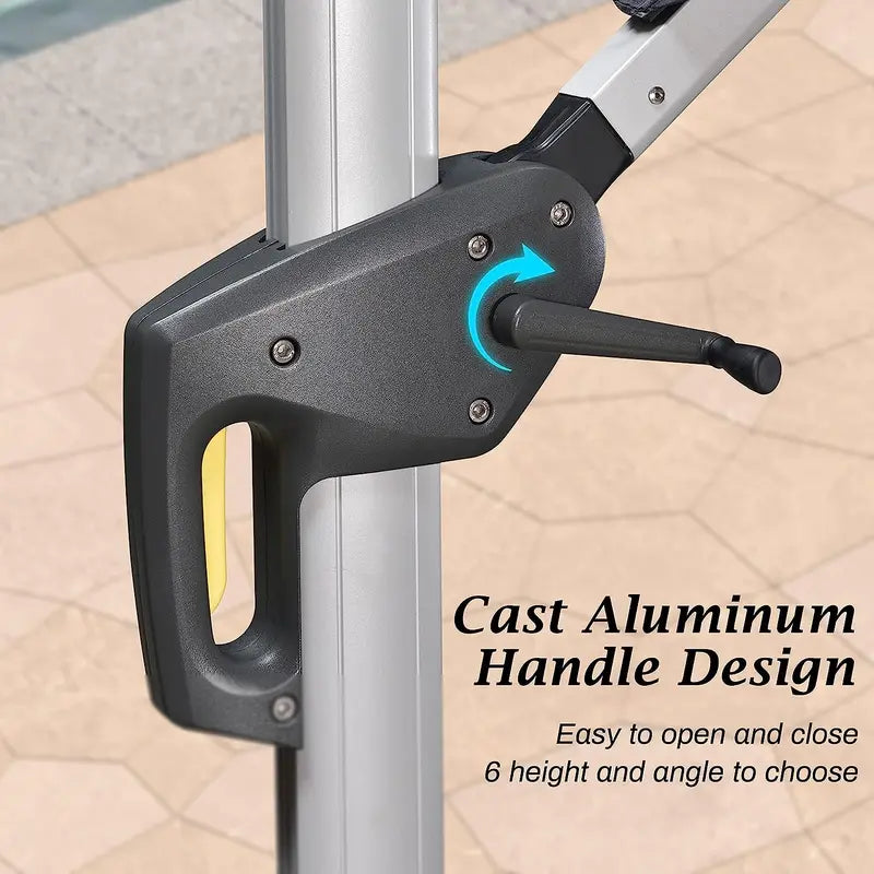 12-Foot Solar-Powered LED Cantilever Patio Umbrella ¨C Wind-Resistant Round Outdoor Parasol with Built-in Lights