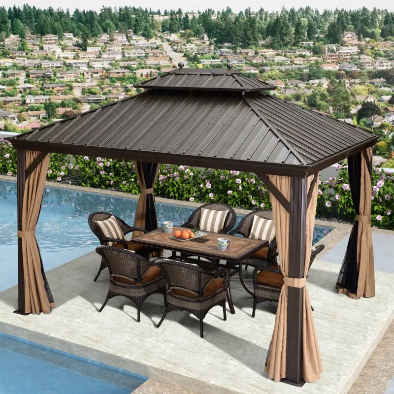 12 ft W x 10 ft D Aluminum Patio Gazebo ¨C Lightweight. Rust-Resistant Outdoor Structure