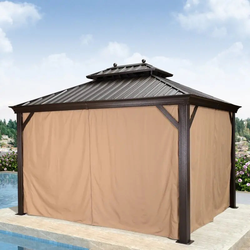 12 ft W x 10 ft D Aluminum Patio Gazebo ¨C Lightweight. Rust-Resistant Outdoor Structure