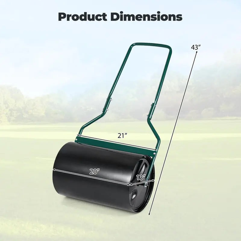12-Gallon Lawn Roller ¨C Water- or Sand-Filled Drum with U-Handle for Smooth Soil Compaction
