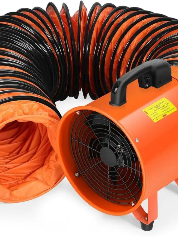 12″ High Velocity Utility Blower Fan with 32.8 FT Hose - Low Noise. 3300 RPM Ventilation &amp; Exhaust