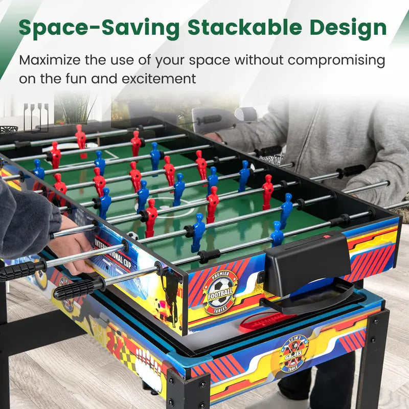 12-in-1 Multi-Sport Table: Foosball. Pool. Ping Pong. Air Hockey. Bowling. Shuffleboard. Chess. Checkers &amp; Backgammon