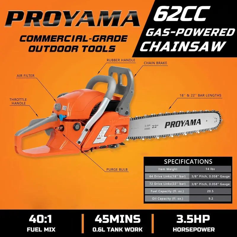 12-Inch 26cc Top-Handle Gas Chainsaw ¨C Lightweight Petrol-Powered Tool for Precision Tree and Branch Cutting