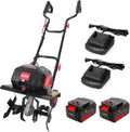 12-Inch Cordless Garden Tiller ¨C Battery-Powered Cultivator with 8.6″ Depth. Includes Two 4.0Ah Batteries &amp; Charger