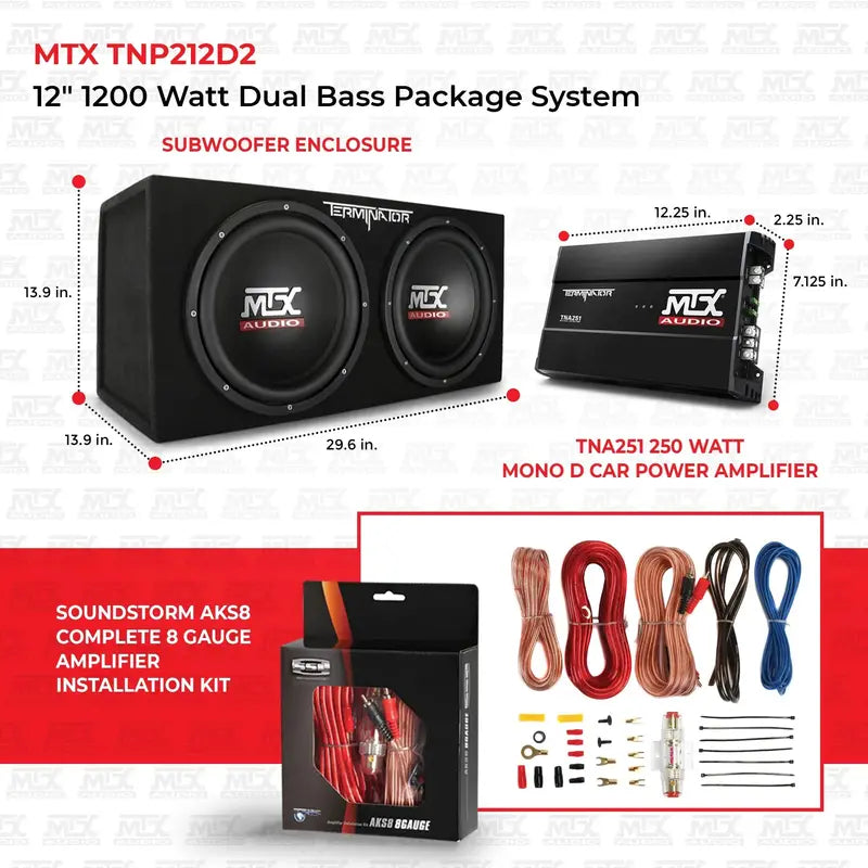 12-Inch Dual 1200W Car Subwoofer Package ¨C Includes Amplifier &amp; Full Installation Kit