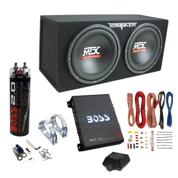 12-Inch Dual 1200W Car Subwoofer System with 1100W Amp. Capacitor &amp; Installation Kit