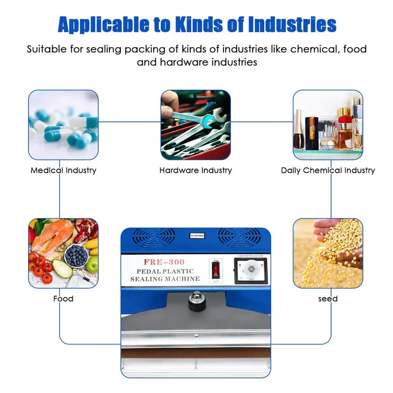 12-Inch Foot-Pedal Impulse Sealer ¨C 110V Heat-Sealing Machine with Built-in Cutter