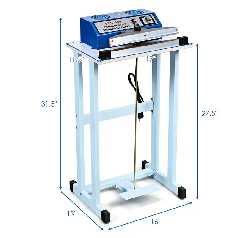 12-Inch Foot-Pedal Impulse Sealer ¨C 110V Heat-Sealing Machine with Built-in Cutter