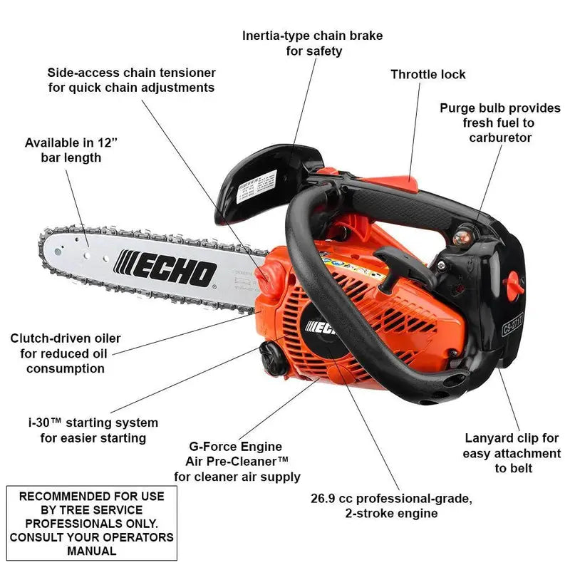 12-Inch Gas Chainsaw ¨C 26.9 cc 2-Stroke Top-Handle Professional Model