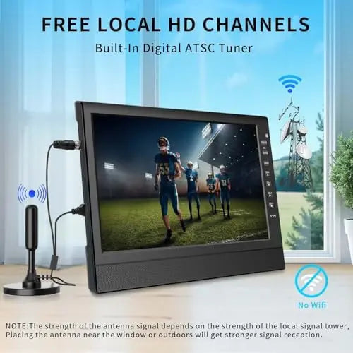 12-Inch HD Portable TV ¨C Compact Digital Tuner with HDMI &amp; USB Ports for RV. Kitchen. or Travel