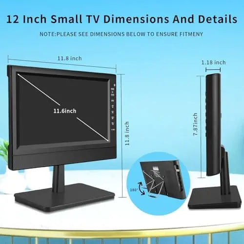 12-Inch HD Portable TV ¨C Compact Digital Tuner with HDMI &amp; USB Ports for RV. Kitchen. or Travel