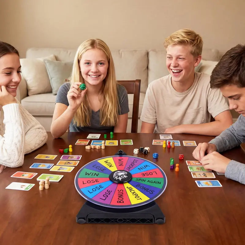 12-Inch Spinning Prize Wheel with Chalkboard Marker. Eraser. and Replacement Pointer