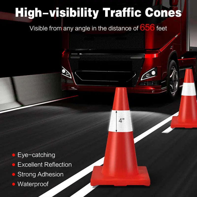 12-Pack Stackable PVC Traffic Cones ¨C High-Visibility Safety Set