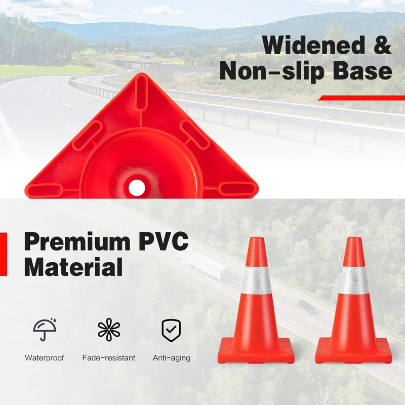 12-Pack Stackable PVC Traffic Cones ¨C High-Visibility Safety Set
