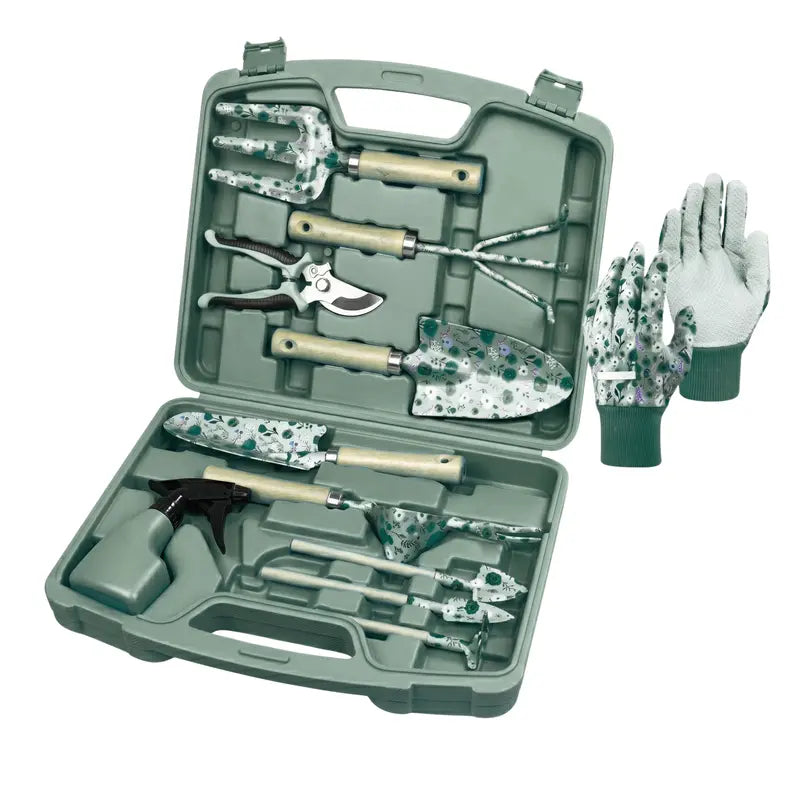 12-Piece All-in-One Garden Tool Set with Durable Carry Case for Yard Maintenance
