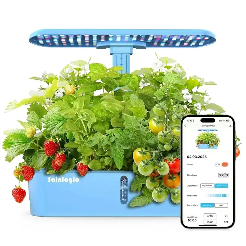 12-Planter WiFi Hydroponic Growing Kit: Smart Indoor Garden with Mobile App Scheduling