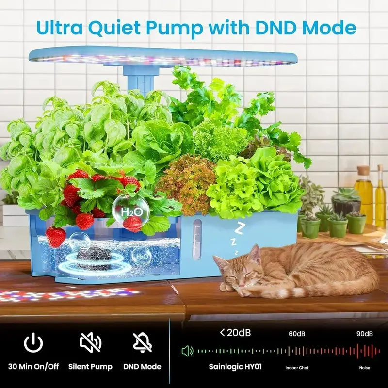 12-Planter WiFi Hydroponic Growing Kit: Smart Indoor Garden with Mobile App Scheduling