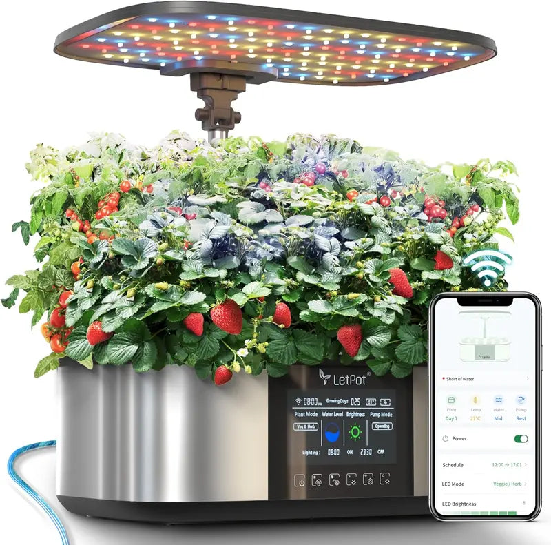 12-Pot Smart Hydroponic Garden ¨C WiFi-Enabled Indoor Herb Kit with 24W LED. 5.5L Tank & Auto-Timer