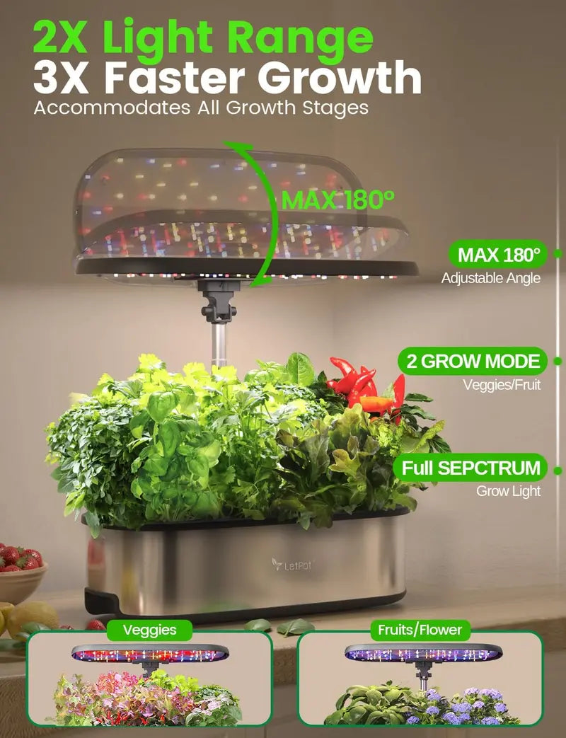 12-Pot Smart Hydroponic Garden ¨C WiFi-Enabled Indoor Herb Kit with 24W LED. 5.5L Tank & Auto-Timer