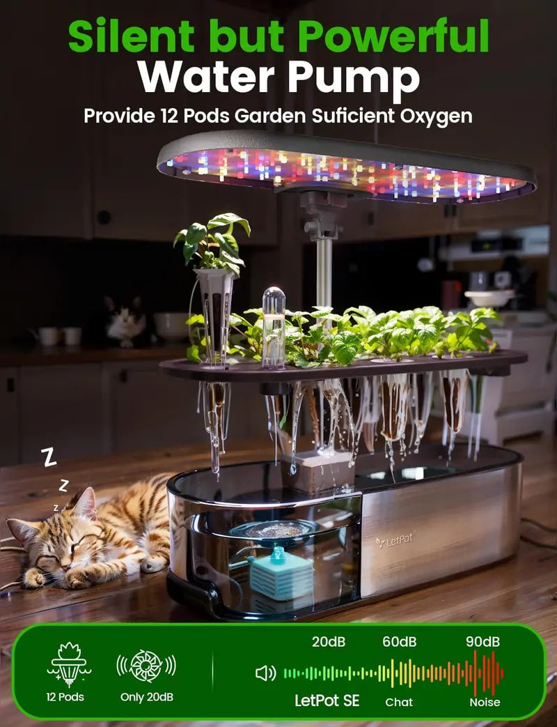 12-Pot Smart Hydroponic Garden ¨C WiFi-Enabled Indoor Herb Kit with 24W LED. 5.5L Tank & Auto-Timer