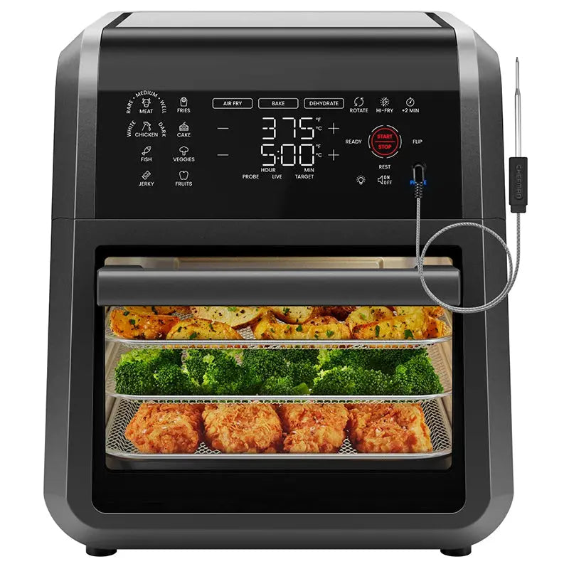 12-Quart 5-in-1 Smart Air Fryer ¨C 28 Presets. Integrated Thermometer &amp; One-Touch Cooking