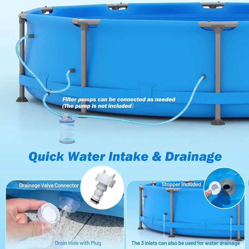 12′ Square Metal-Frame Above-Ground Swimming Pool with 30-Inch Depth