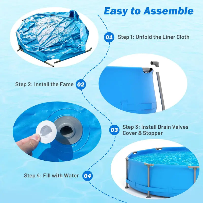 12′ Square Metal-Frame Above-Ground Swimming Pool with 30-Inch Depth