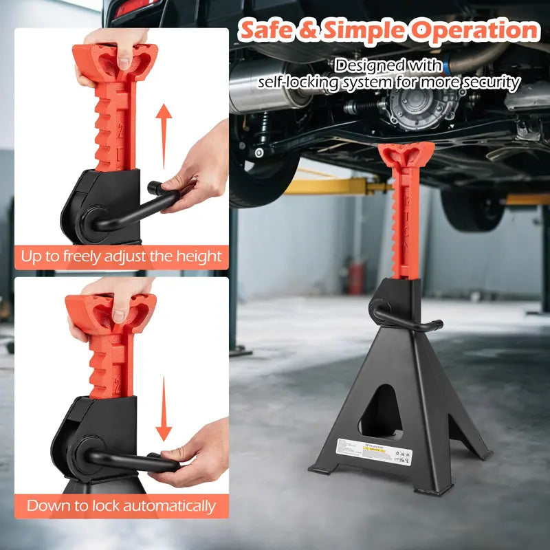12-Ton (26.400 LB) Adjustable Jack Stands with 19-Inch to 29.5-Inch Lifting Range