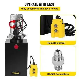 12-Volt 3200 PSI Hydraulic Dump Trailer Pump ¨C 12-Quart Steel Reservoir System for Car Lifts and Heavy-Duty Applications