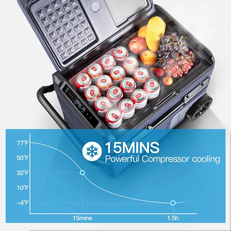 12 Volt 37 Qt. Portable Car Refrigerator. Car Freezer for Outdoor. Camping. Travel. RV.APP Control