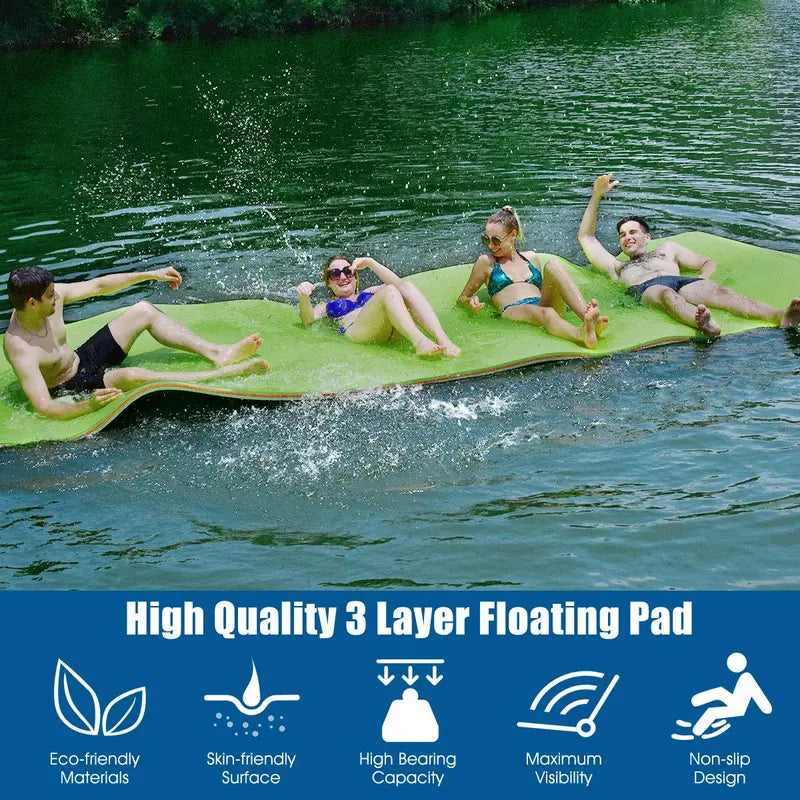 12¡ä x 6¡ä Floating Water Mat ¨C Triple-Layer XPE Foam Pad for Pool or Lake Use