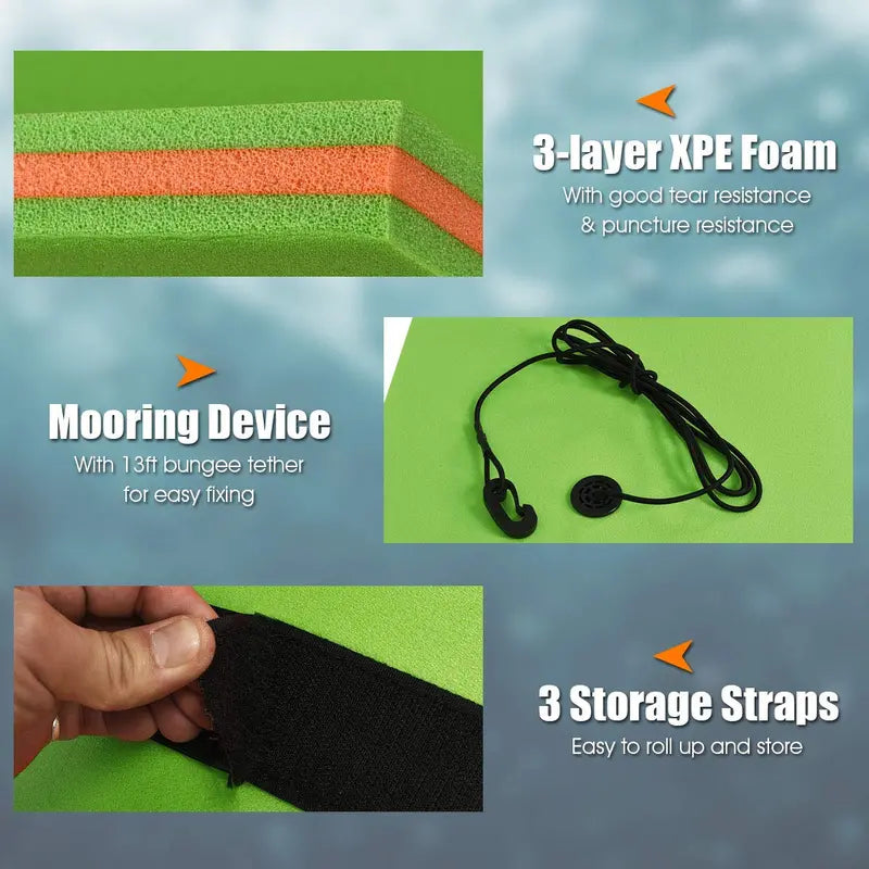 12¡ä x 6¡ä Floating Water Mat ¨C Triple-Layer XPE Foam Pad for Pool or Lake Use