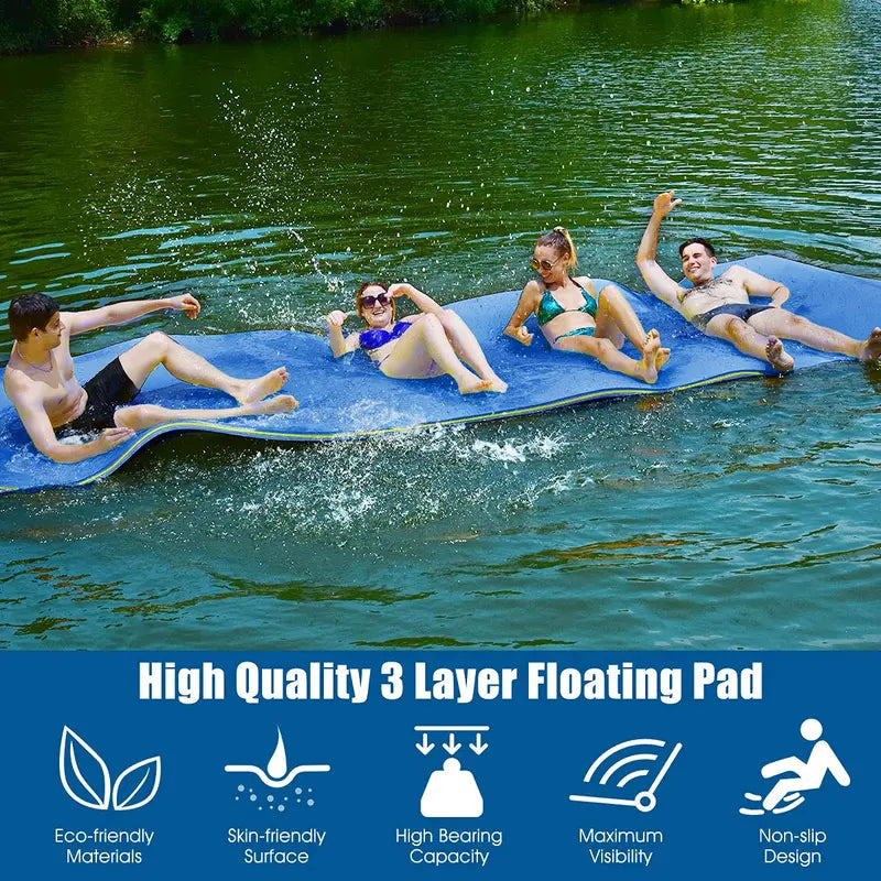 12¡ä x 6¡ä Floating Water Mat ¨C Triple-Layer XPE Foam Pad for Pool or Lake Use