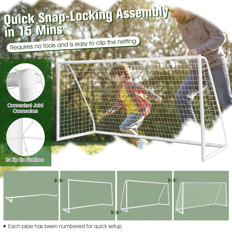 12′ x 6′ x 4′ Portable Soccer Goal ¨C Quick-Assembly UPVC Frame with High-Tensile Netting