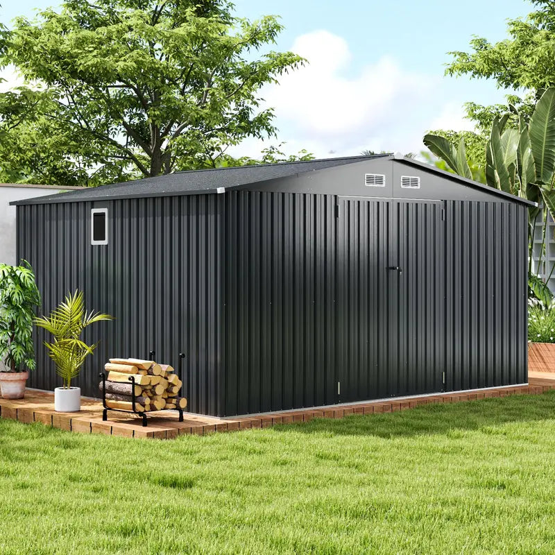 12′ x 9.8′ All-Weather Outdoor Storage Shed ¡ª Rustproof Galvanized Metal Utility Shelter