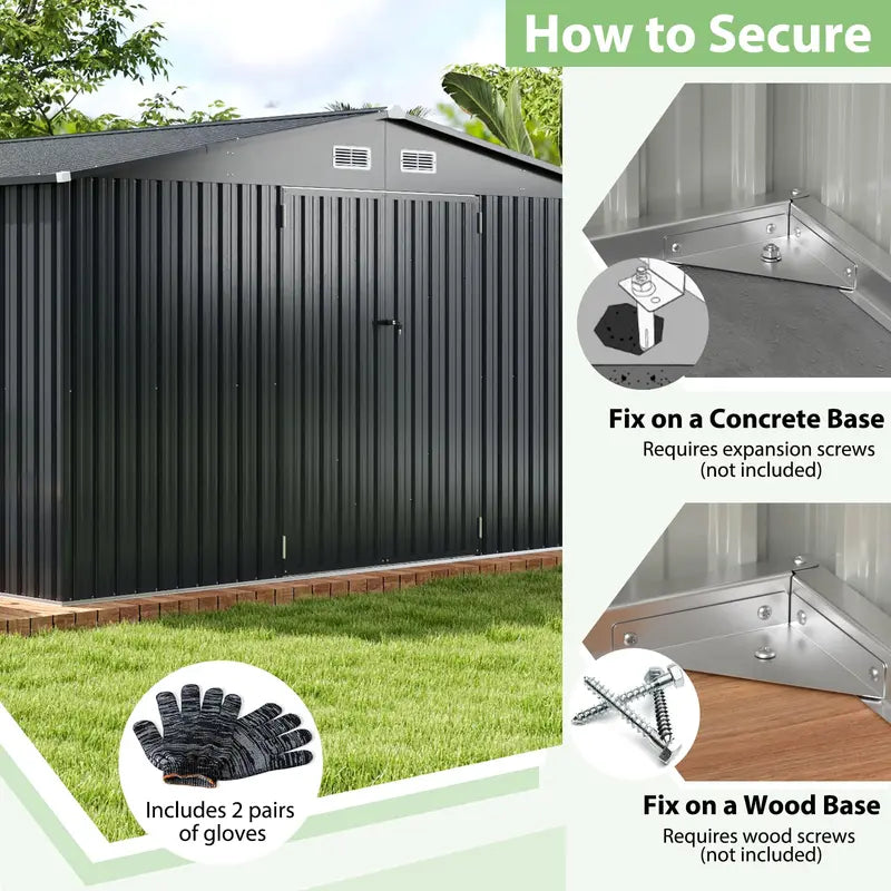 12′ x 9.8′ All-Weather Outdoor Storage Shed ¡ª Rustproof Galvanized Metal Utility Shelter