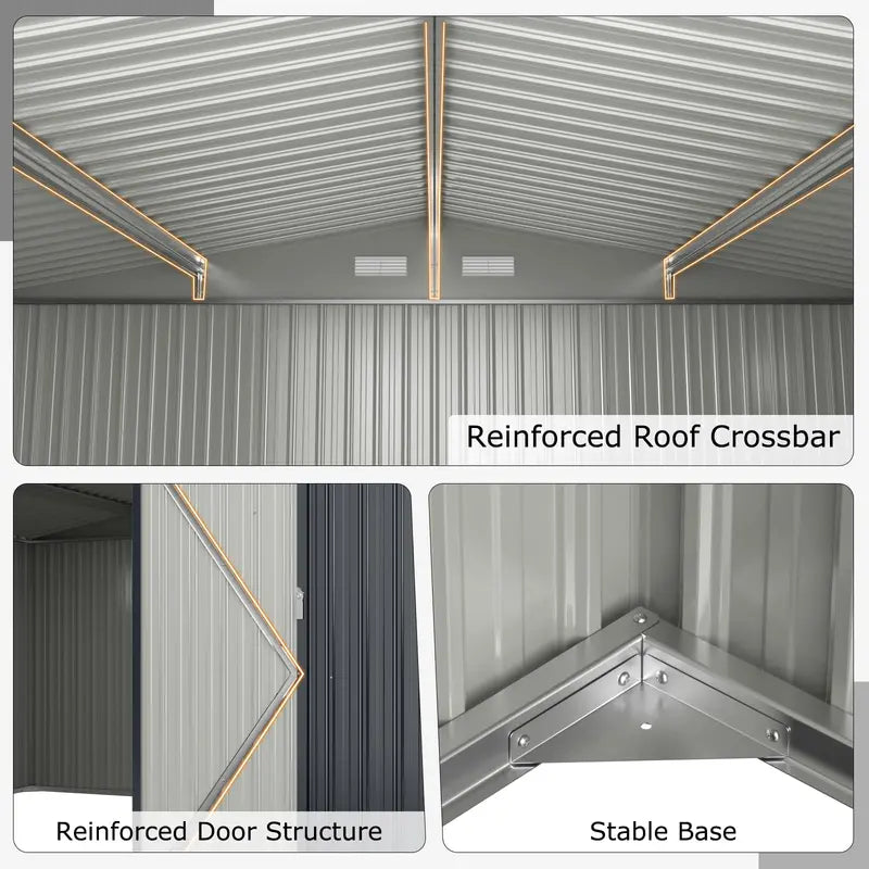 12′ x 9.8′ All-Weather Outdoor Storage Shed ¡ª Rustproof Galvanized Metal Utility Shelter