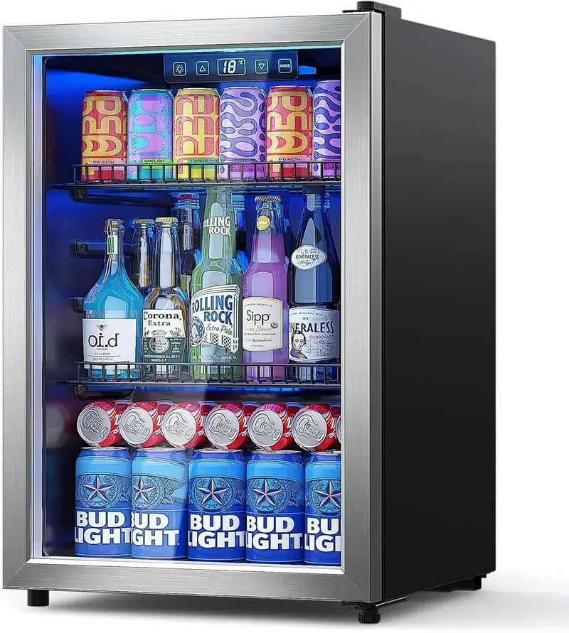 120-Can Freestanding Beverage Refrigerator ¨C Sleek Glass-Door Mini Fridge for Home or Office