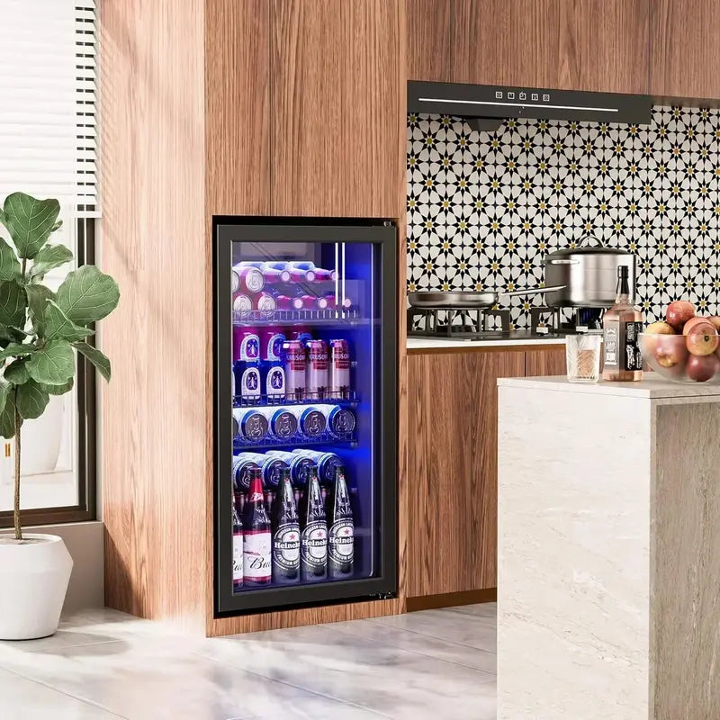 120-Can Freestanding Beverage Refrigerator ¨C Sleek Glass-Door Mini Fridge for Home or Office