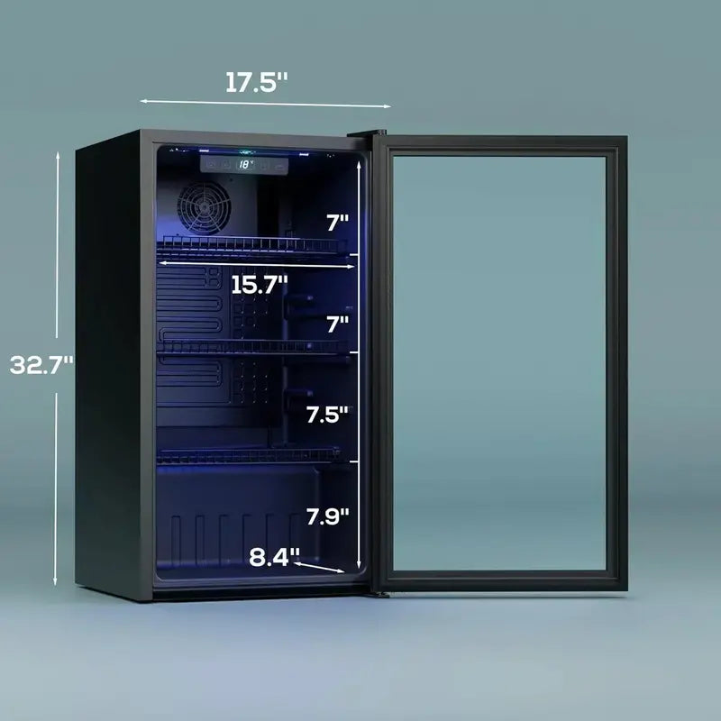 120-Can Freestanding Beverage Refrigerator ¨C Sleek Glass-Door Mini Fridge for Home or Office