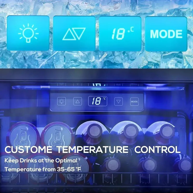 120-Can Freestanding Beverage Refrigerator ¨C Sleek Glass-Door Mini Fridge for Home or Office