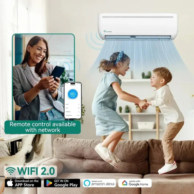 12.000 BTU Inverter Mini-Split Heat Pump System ¨C Wi-Fi Ready. 20 SEER2. 115V Ductless
