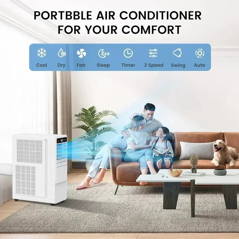 12.000 BTU Portable Air Conditioner ¨C Freestanding Cooling Unit for Rooms Up to 500 Sq. Ft.. Ultra-Quiet Design