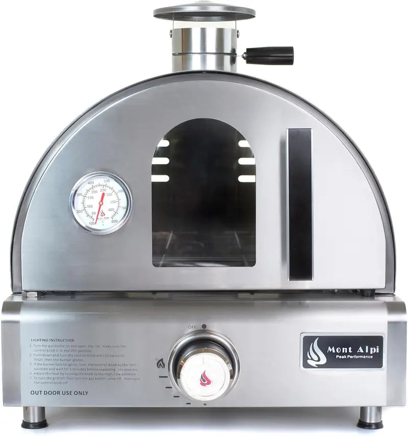12.000 BTU Portable Multi-Fuel Pizza Oven: Stainless Steel Countertop Grill for Outdoor Baking & Roasting