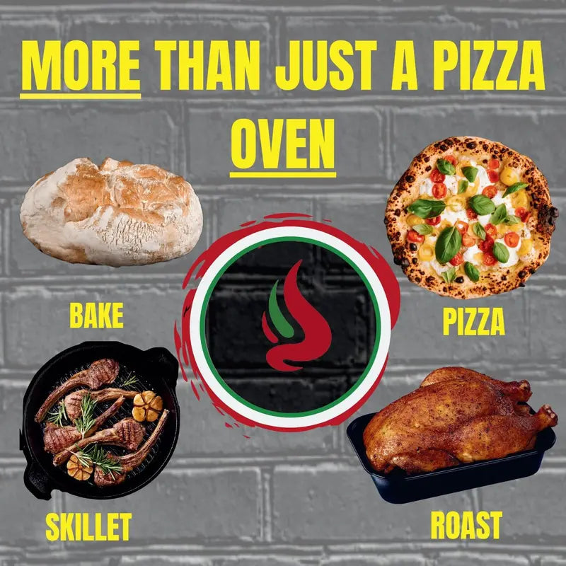 12.000 BTU Portable Multi-Fuel Pizza Oven: Stainless Steel Countertop Grill for Outdoor Baking & Roasting