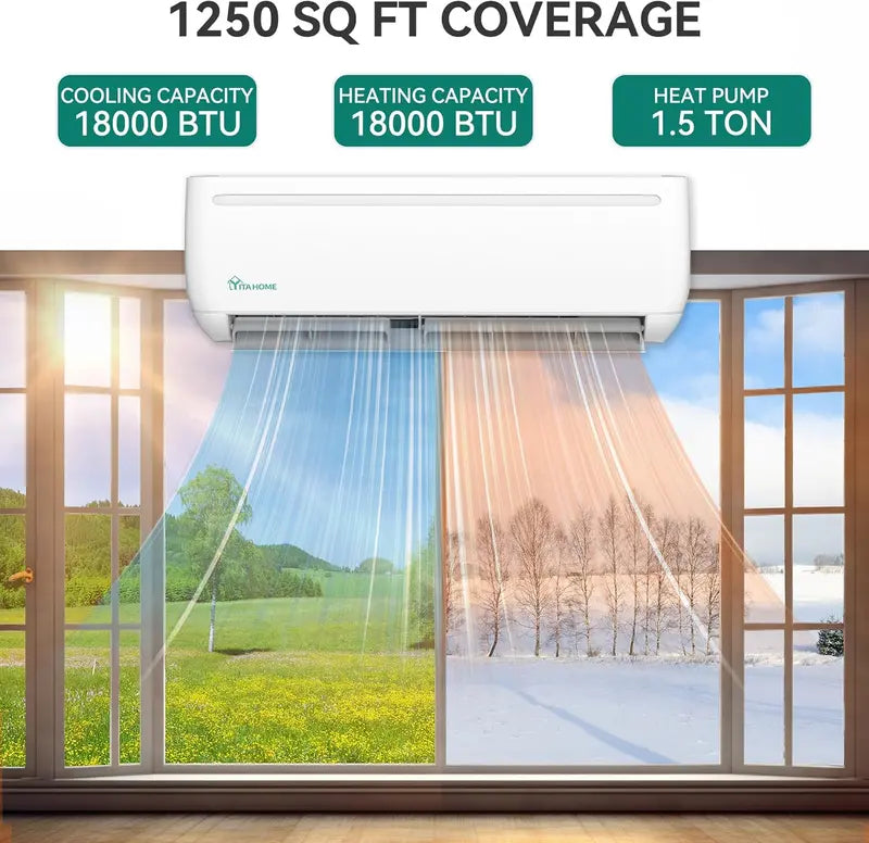 12.000 BTU Wi-Fi Enabled Mini Split AC/Heat Pump ¨C 20 SEER2 Ductless Inverter System for Areas up to 750 sq ft. Alexa-Compatible. Complete Kit