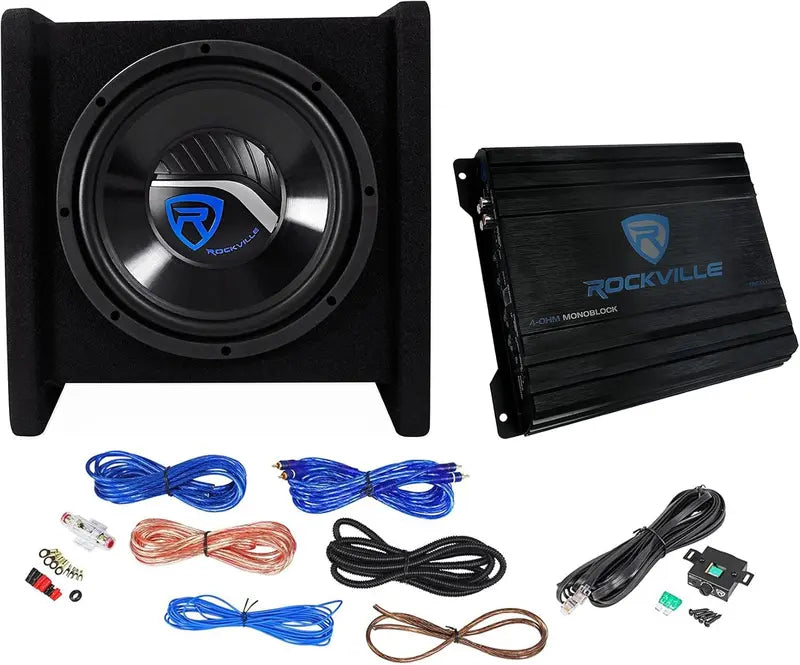 1200W Dual 12¡å Car Subwoofer Enclosure Kit ¨C Includes Mono Amplifier & Wiring ¨C Deep Bass Response & Streamlined Installation for Custom Audio Systems