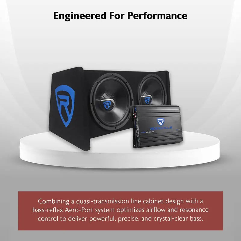 1200W Dual 12¡å Car Subwoofer Enclosure Kit ¨C Includes Mono Amplifier & Wiring ¨C Deep Bass Response & Streamlined Installation for Custom Audio Systems