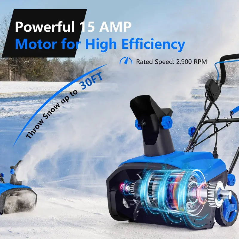 120V Electric Snow Thrower with 180¡ã Rotating Chute and Foldable Handle